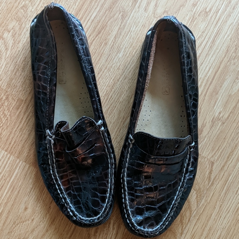 Sperry Leather Croc Penny Loafers